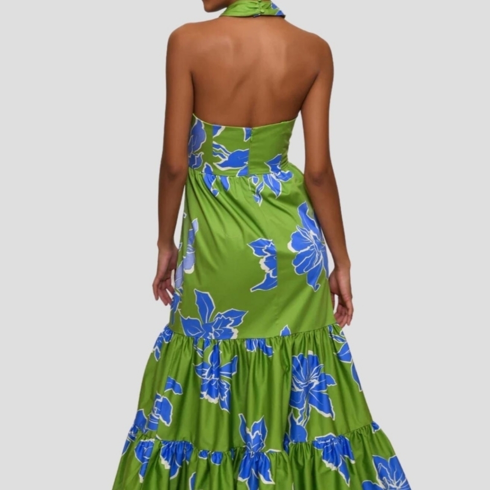 HUTCH JOSLIN Cotton Sateen Floral Halter Midi Size 2P NWOT - Picture 2 of 6
